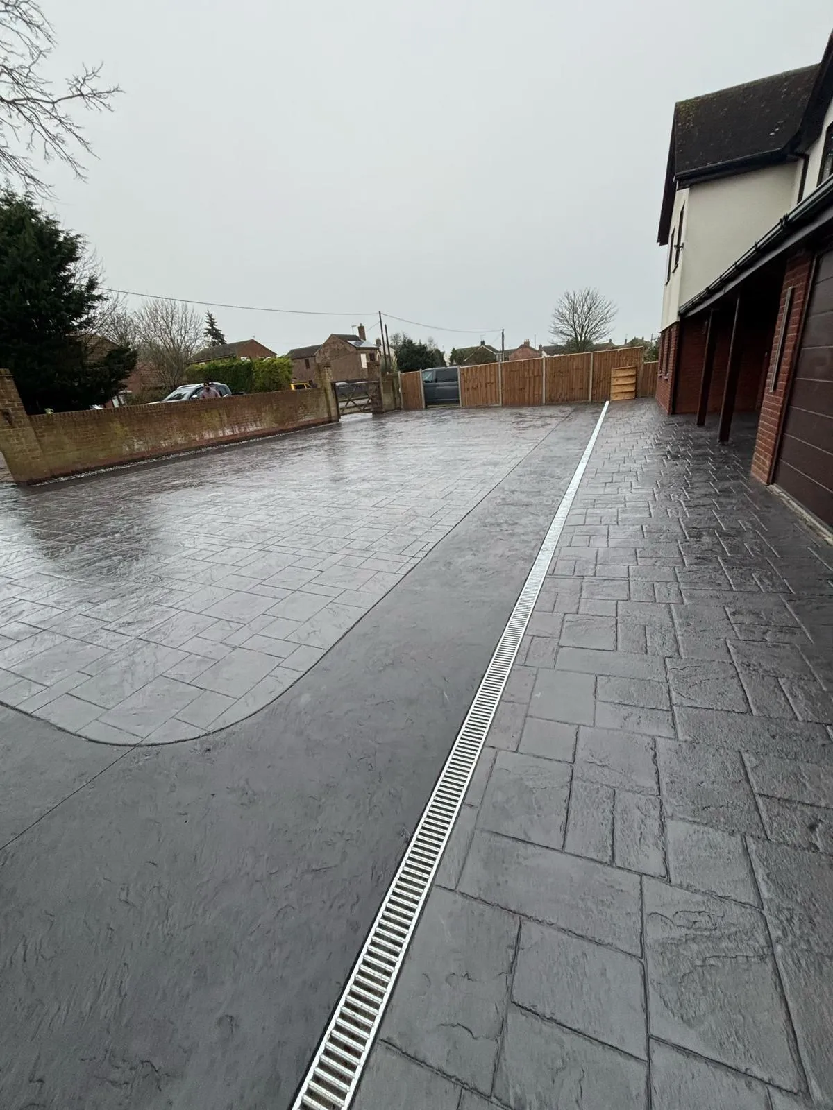 Large imprinted concrete driveway
