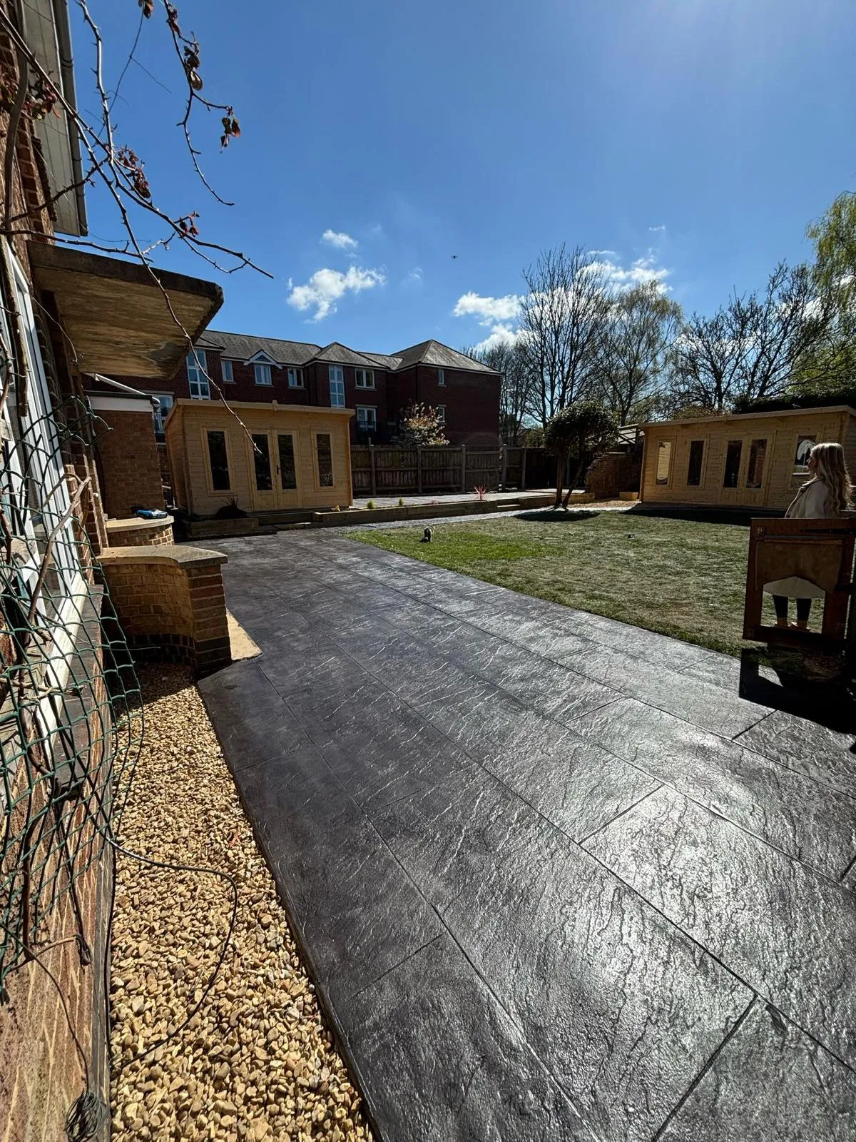 Pattern-imprinted concrete driveway in Long Sutton by Urban Planet Construction