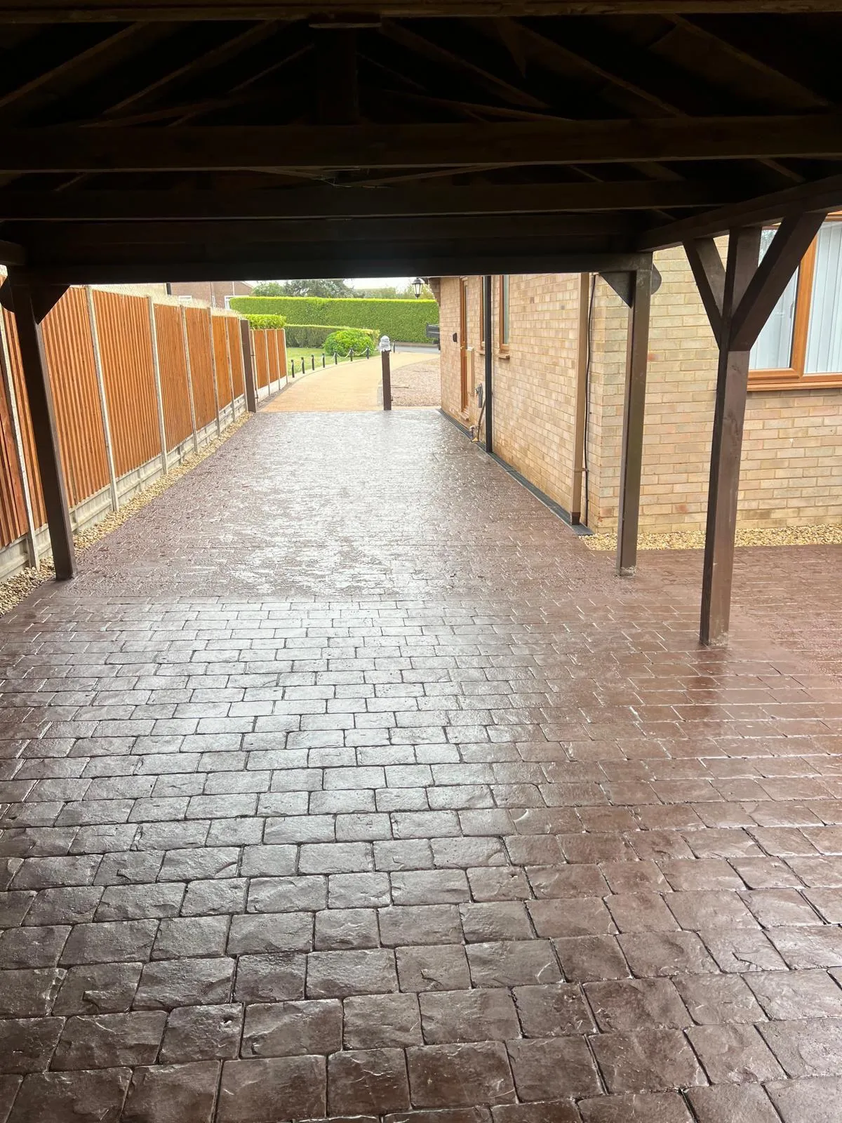 Pattern-imprinted concrete driveway in Sutton Bridge by Urban Planet Construction