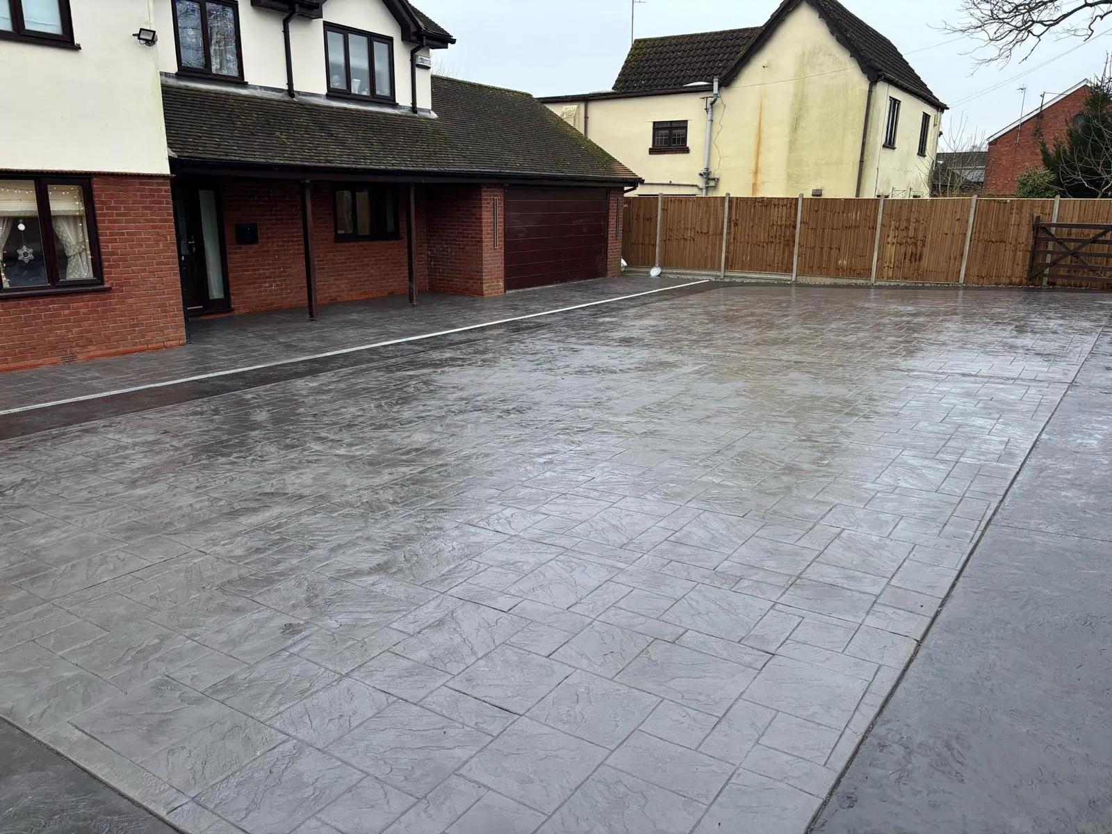 Pattern-imprinted concrete driveway in Huntingdon by Urban Planet Construction