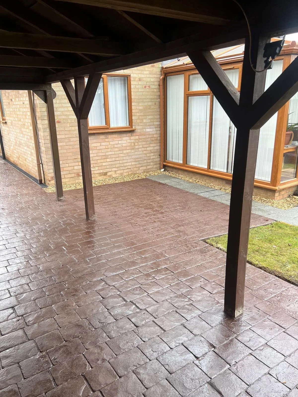 Pattern-imprinted concrete driveway in Holbeach by Urban Planet Construction