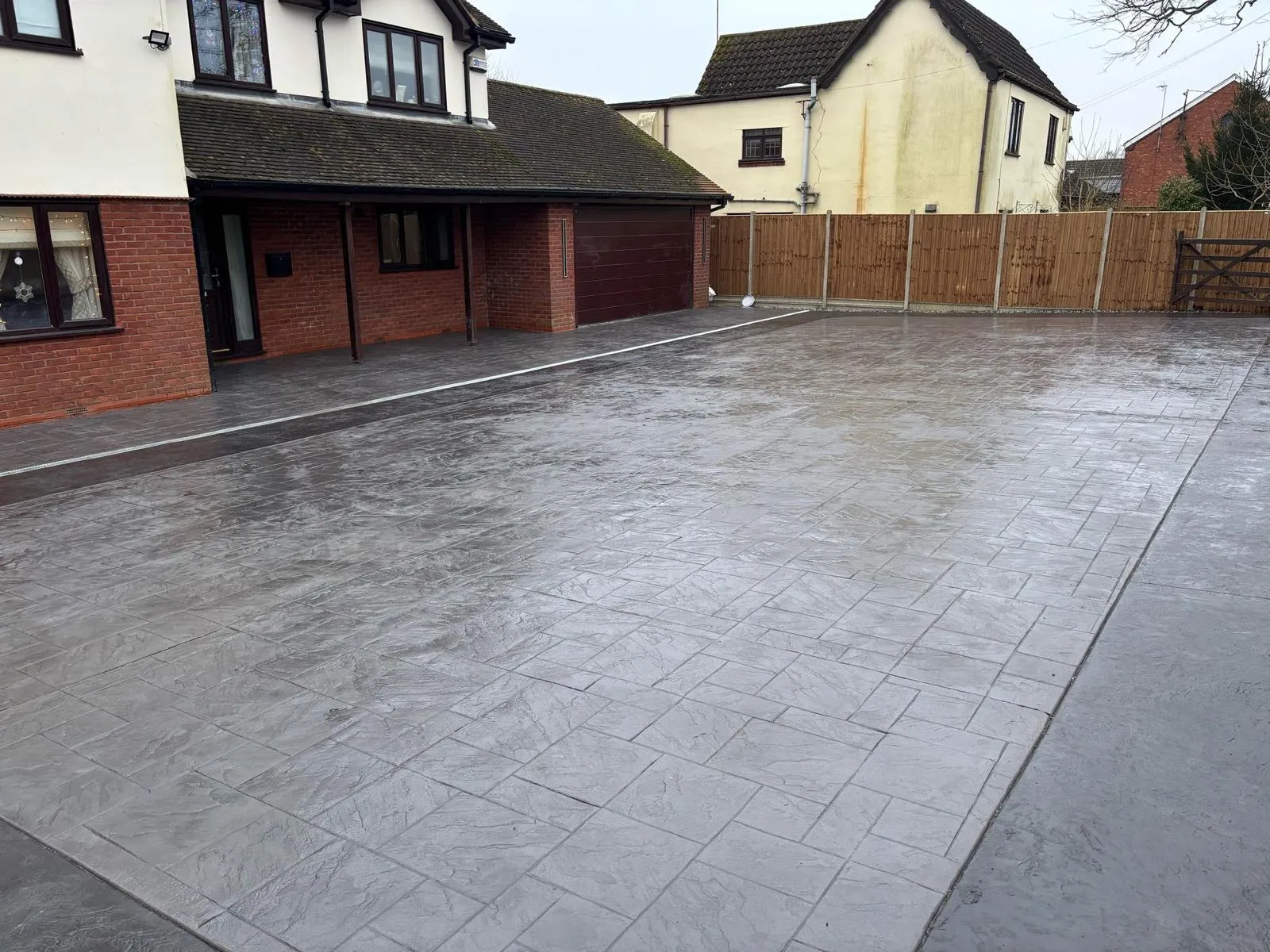 Pattern-imprinted concrete driveway in Sutton Bridge by Urban Planet Construction